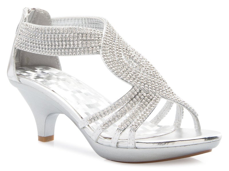 Olivia K Women's Open Toe Strappy Rhinestone Dress Sandal Low Heel Wedding Shoes - Image 1